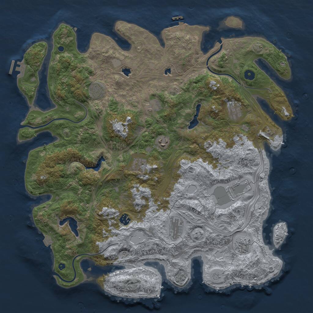 Rust Map: Procedural Map, Size: 4500, Seed: 1378895339, 16 Monuments