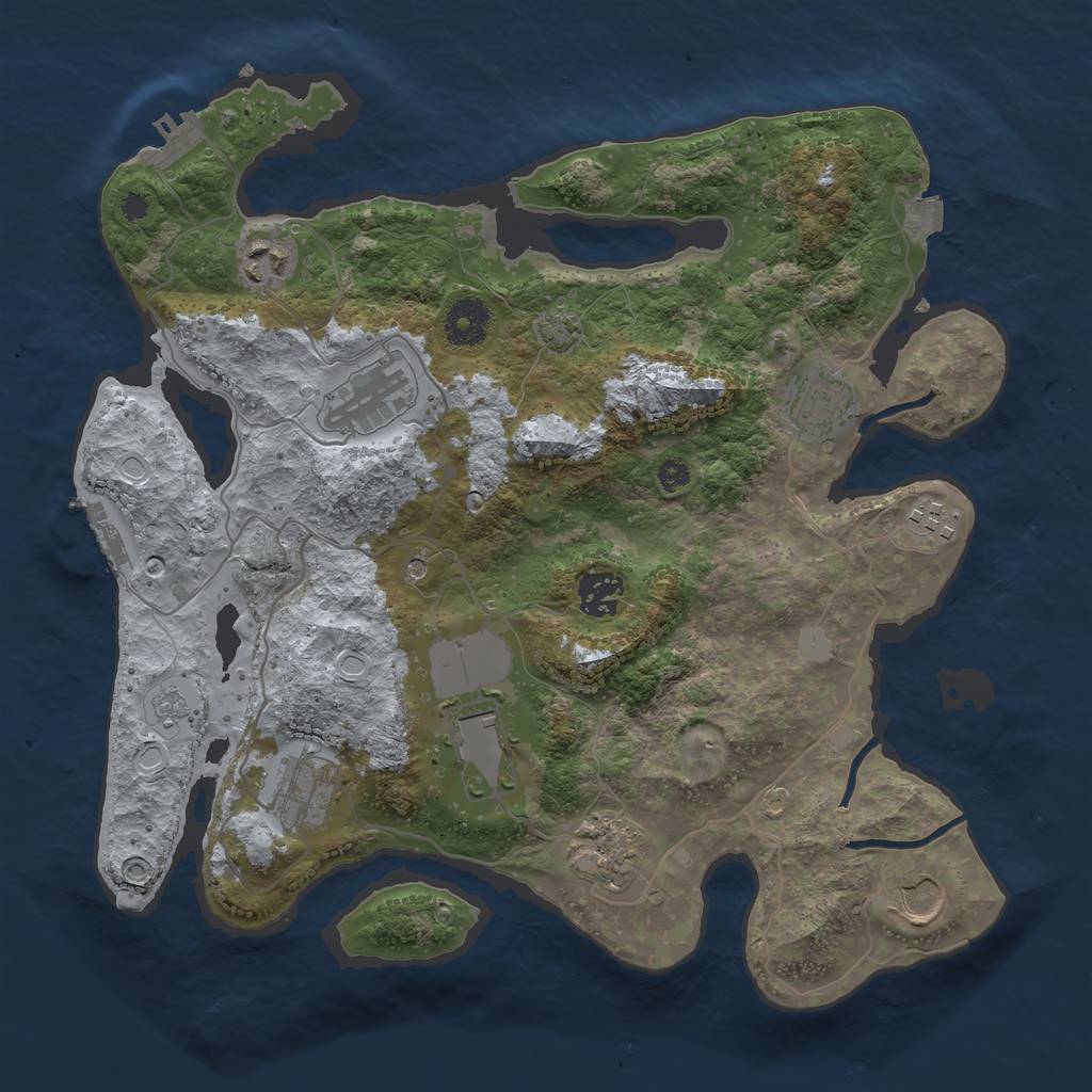 Rust Map: Procedural Map, Size: 3500, Seed: 841359998, 17 Monuments