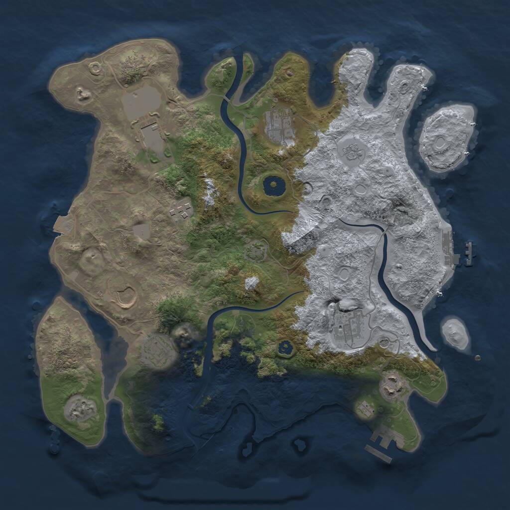 Rust Map: Procedural Map, Size: 3500, Seed: 12313, 13 Monuments