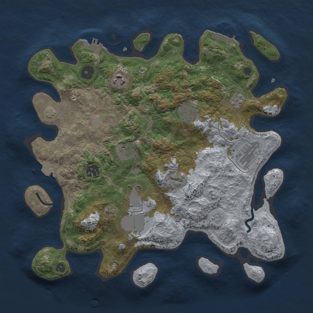 Rust Map: Procedural Map, Size: 3500, Seed: 1580927962, 15 Monuments