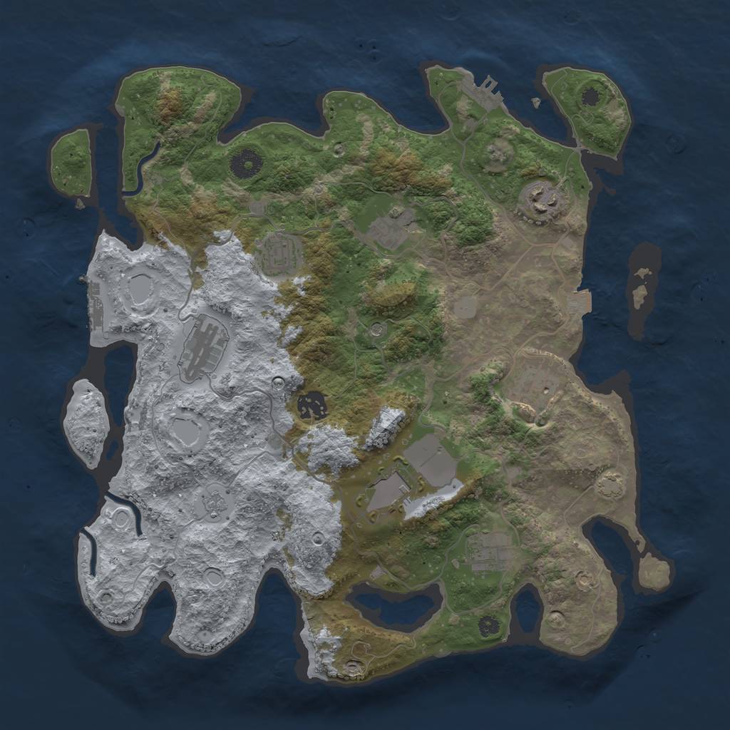 Rust Map: Procedural Map, Size: 3600, Seed: 969244249, 16 Monuments