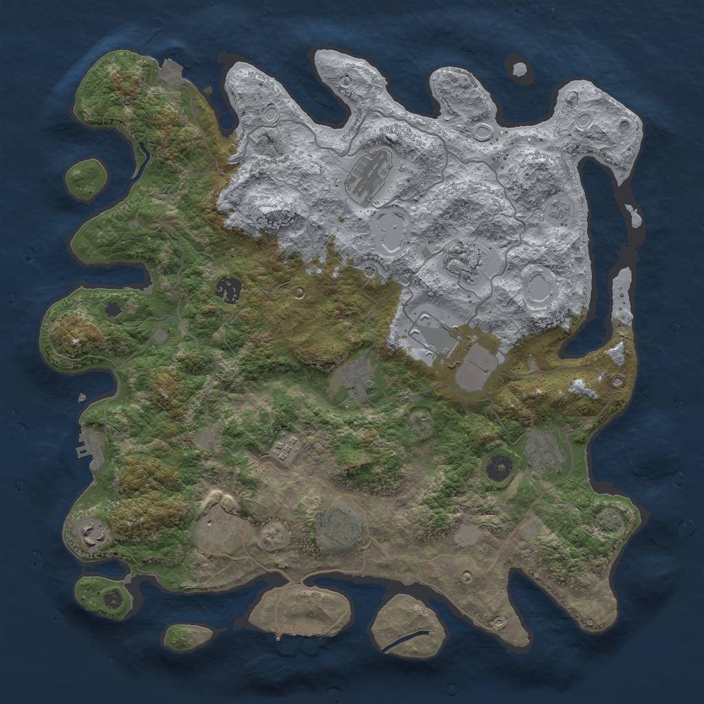 Rust Map: Procedural Map, Size: 4000, Seed: 641390783, 18 Monuments