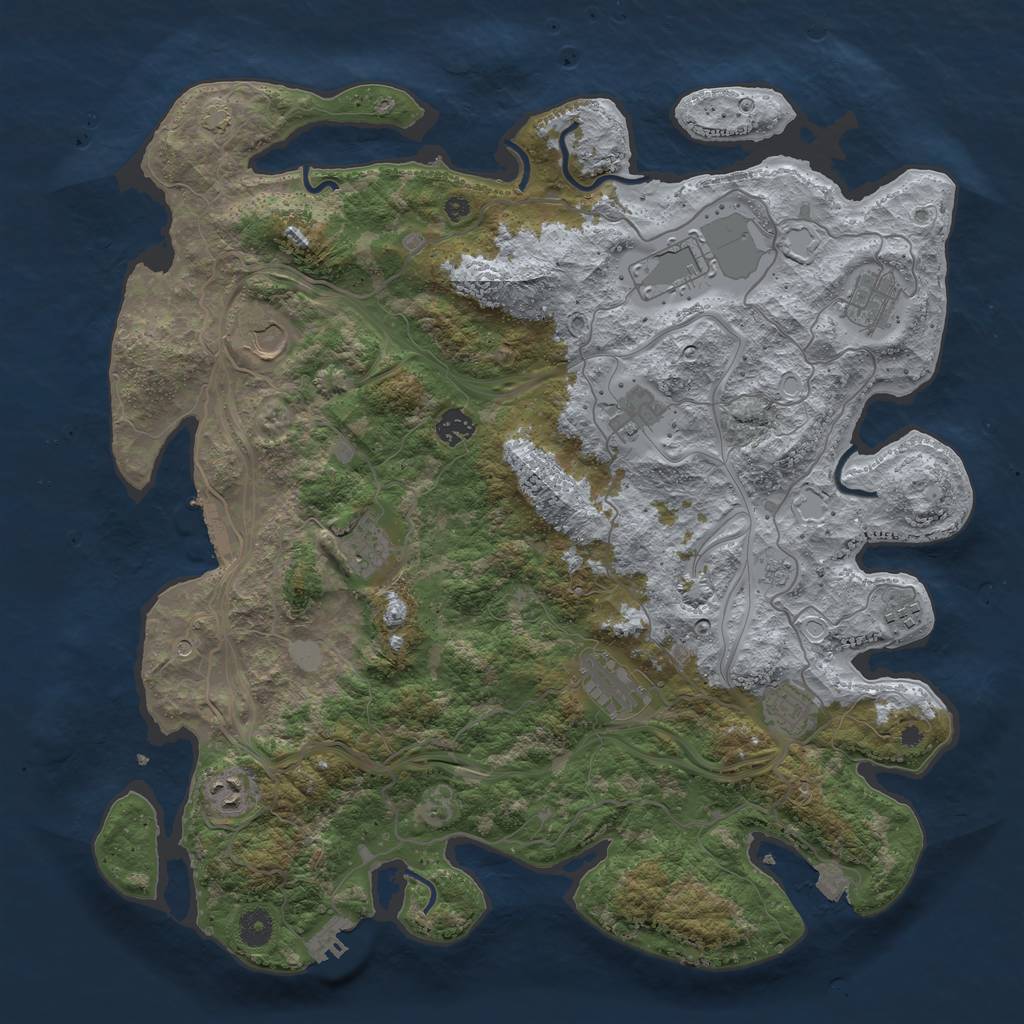 Rust Map: Procedural Map, Size: 4250, Seed: 736725794, 18 Monuments