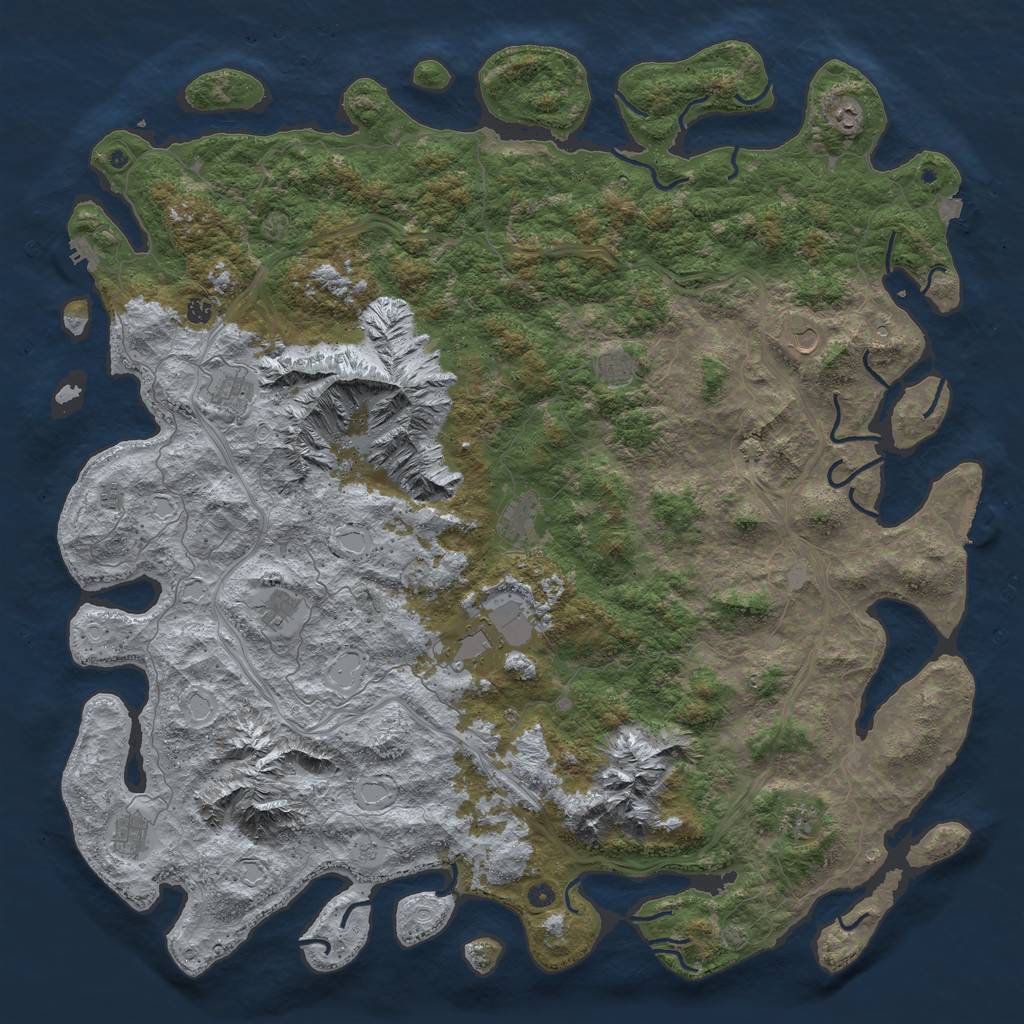 Rust Map: Procedural Map, Size: 6000, Seed: 832793, 19 Monuments