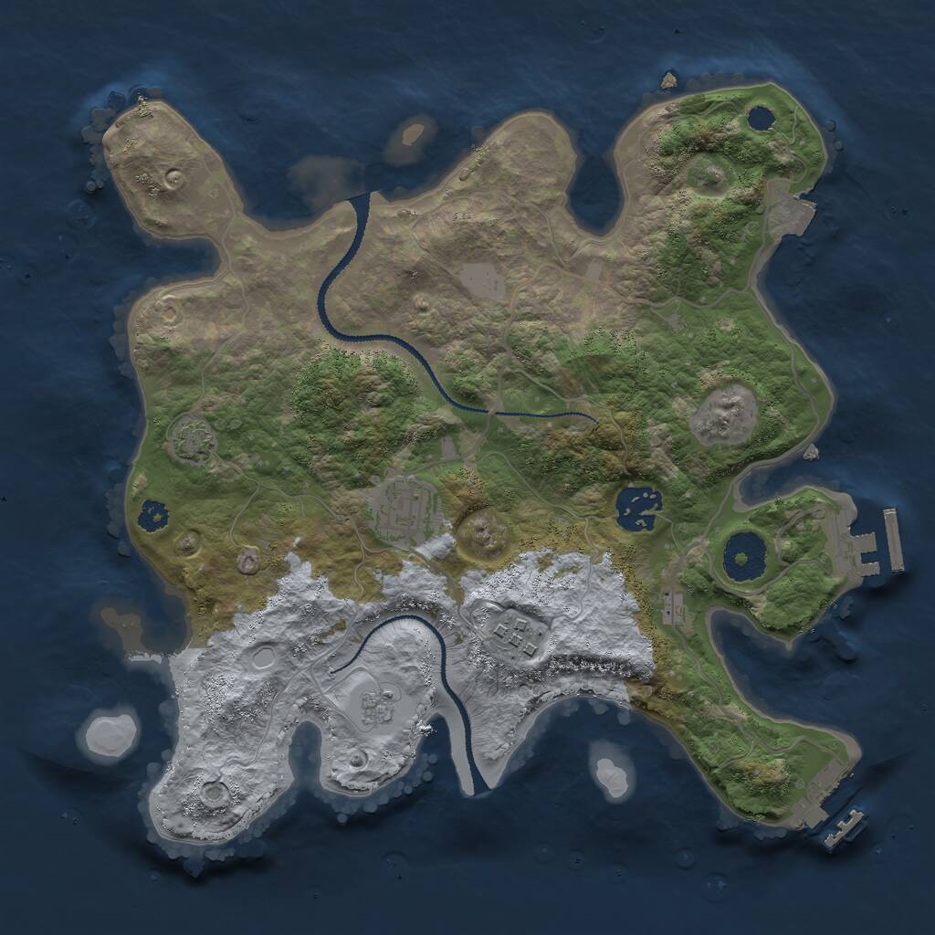 Rust Map: Procedural Map, Size: 3000, Seed: 1122345, 8 Monuments