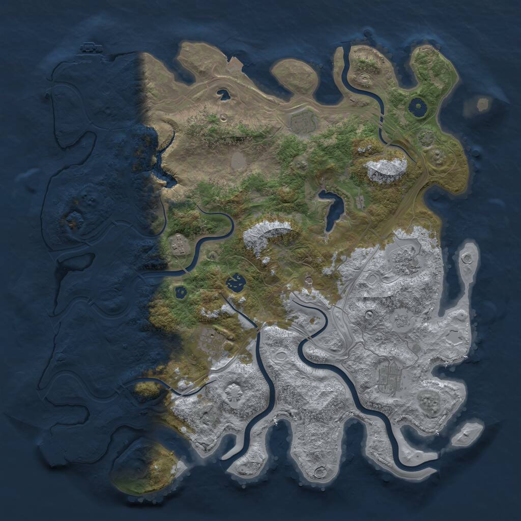 Rust Map: Procedural Map, Size: 4250, Seed: 1444803282, 12 Monuments