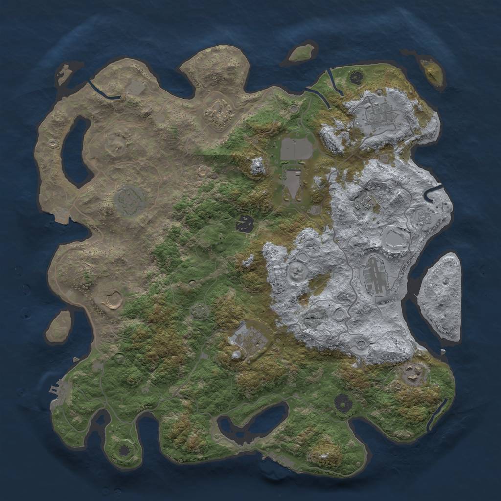 Rust Map: Procedural Map, Size: 4100, Seed: 45465, 18 Monuments