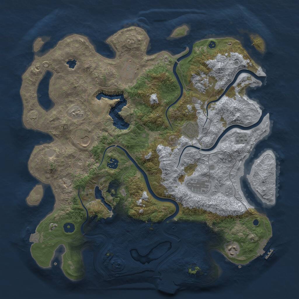 Rust Map: Procedural Map, Size: 4100, Seed: 45465, 14 Monuments