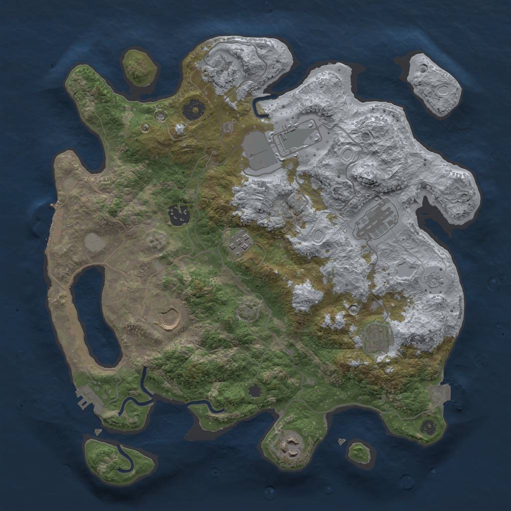 Rust Map: Procedural Map, Size: 3500, Seed: 1710234201, 15 Monuments