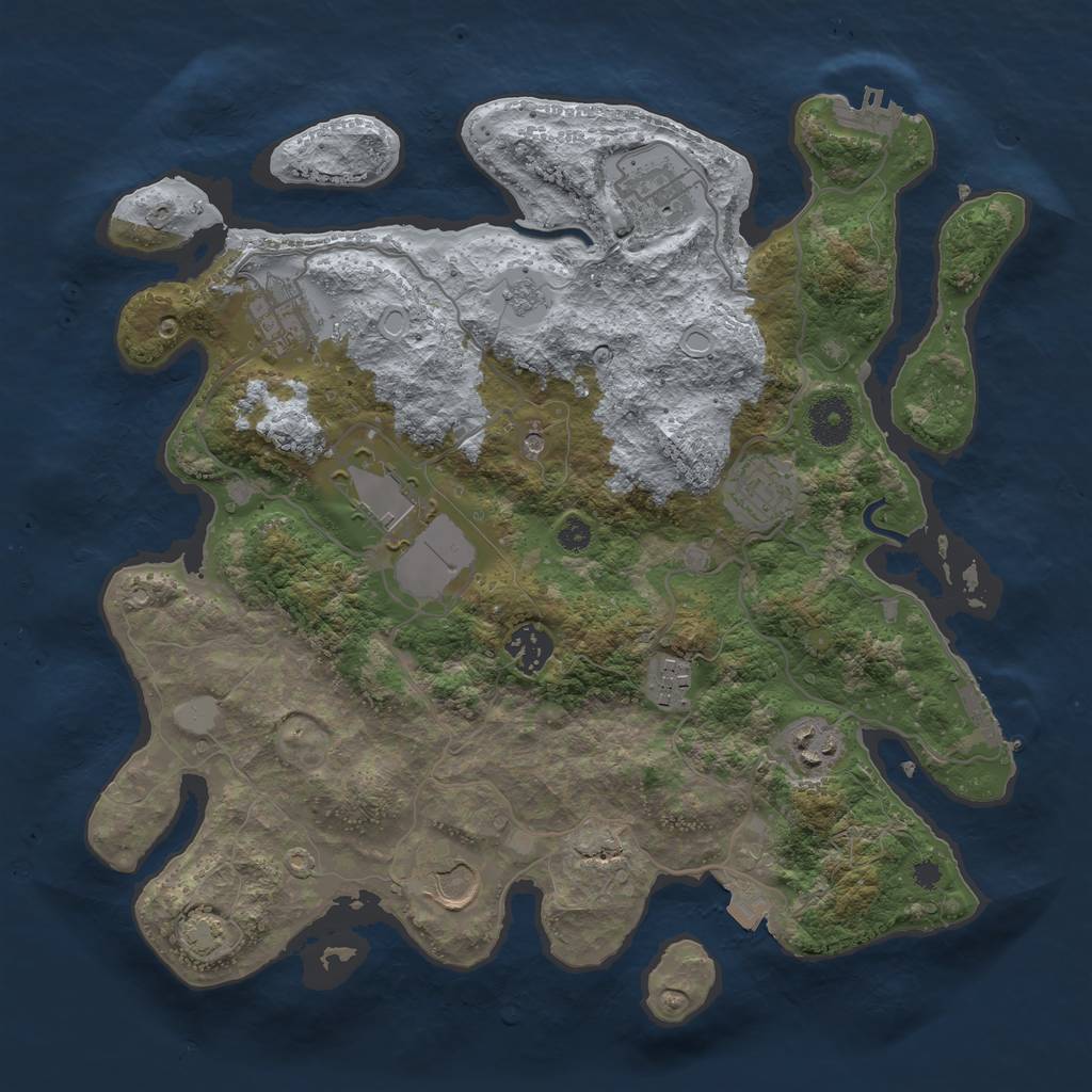 Rust Map: Procedural Map, Size: 3500, Seed: 665411832, 16 Monuments