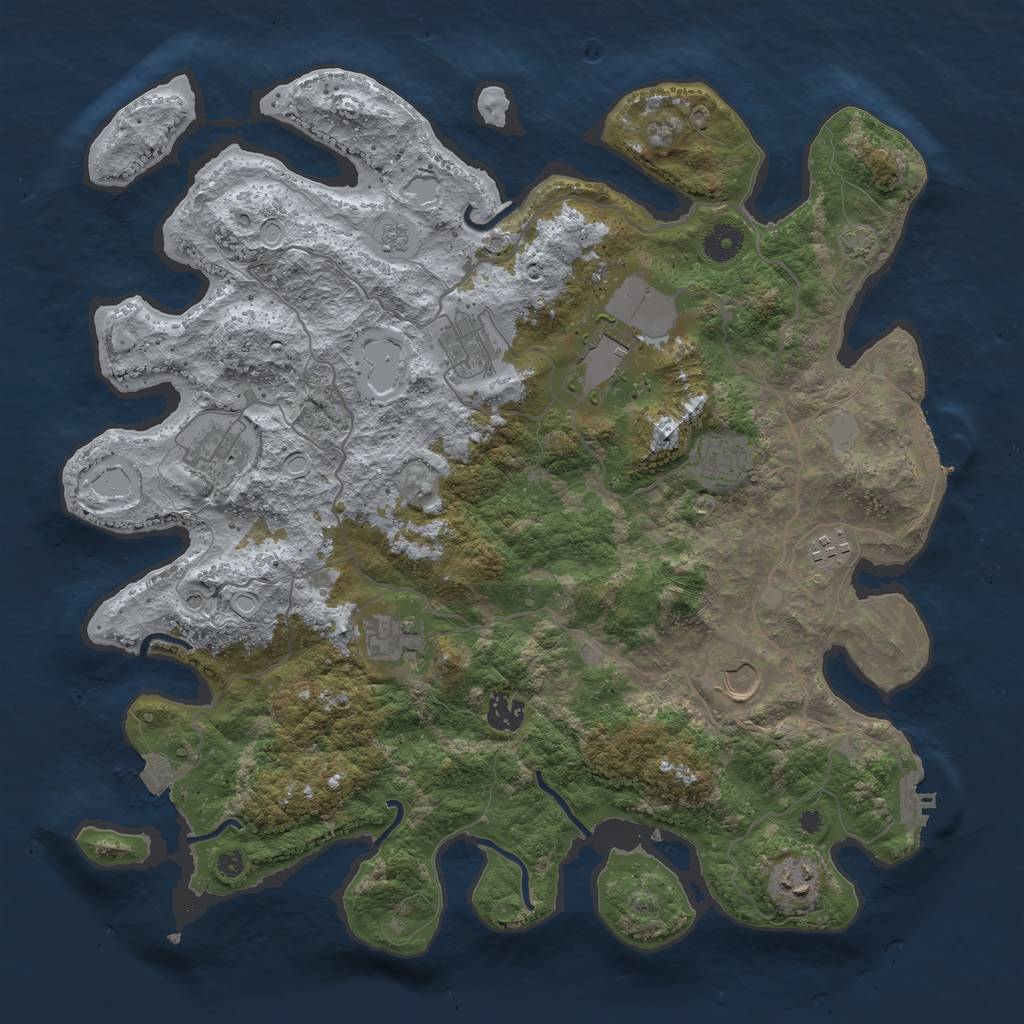 Rust Map: Procedural Map, Size: 4000, Seed: 888641189, 17 Monuments