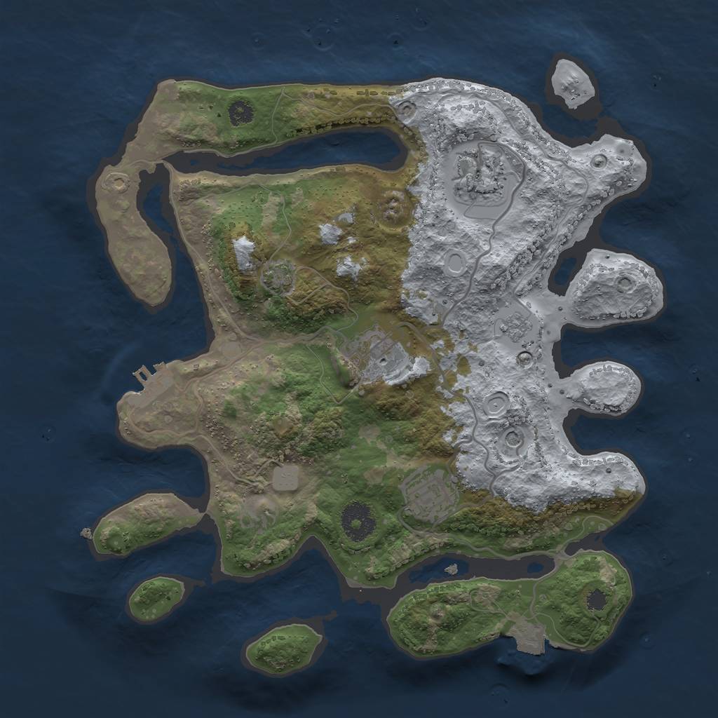 Rust Map: Procedural Map, Size: 3000, Seed: 515135153, 10 Monuments