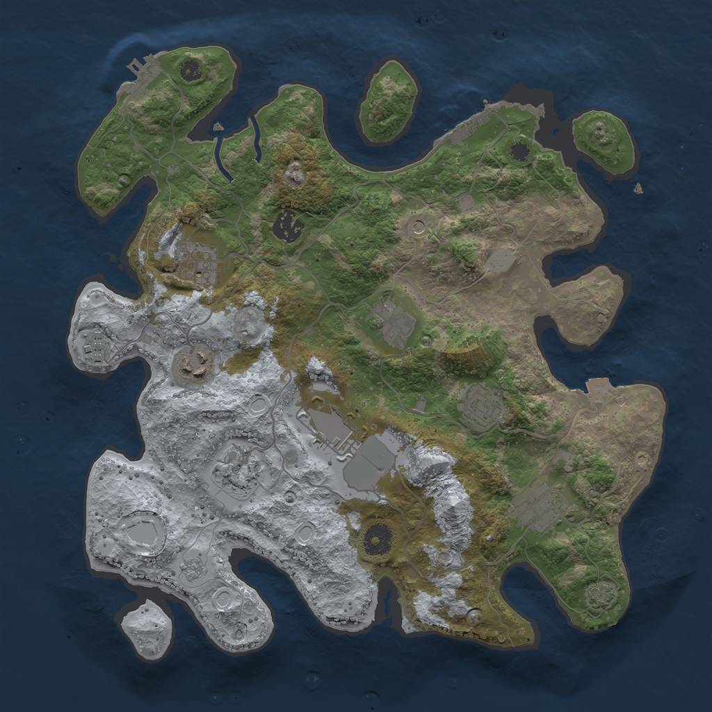 Rust Map: Procedural Map, Size: 3500, Seed: 259951026, 17 Monuments