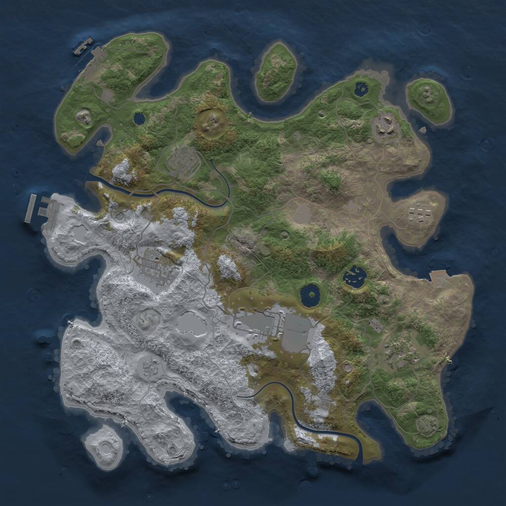 Rust Map: Procedural Map, Size: 3500, Seed: 259951026, 13 Monuments