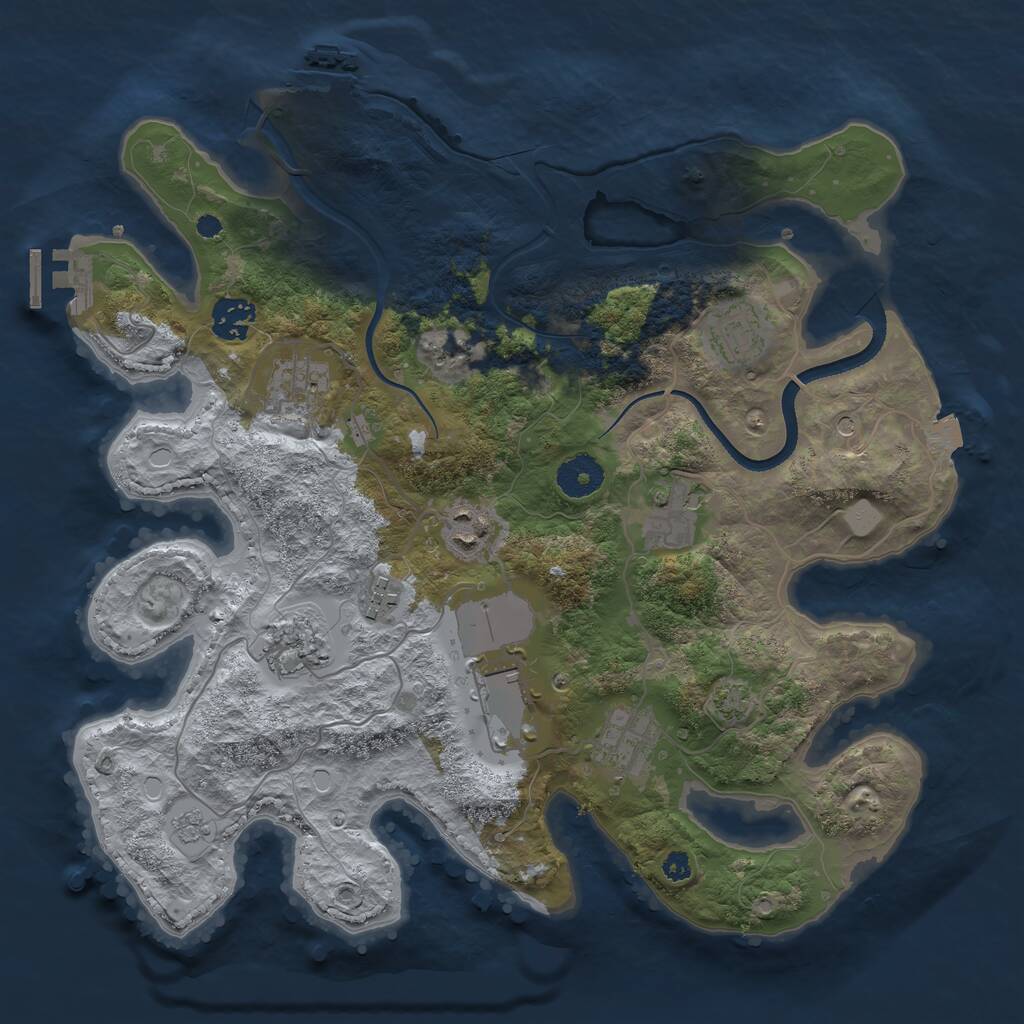 Rust Map: Procedural Map, Size: 3500, Seed: 77550096, 15 Monuments