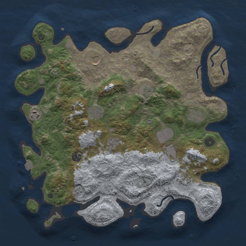 Rust Map: Procedural Map, Size: 3850, Seed: 1225, 16 Monuments