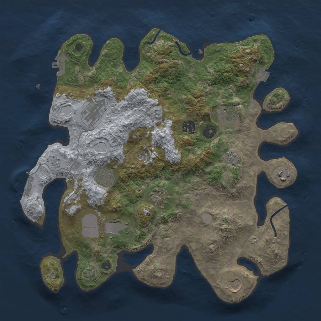 Rust Map: Procedural Map, Size: 3500, Seed: 1547789425, 17 Monuments