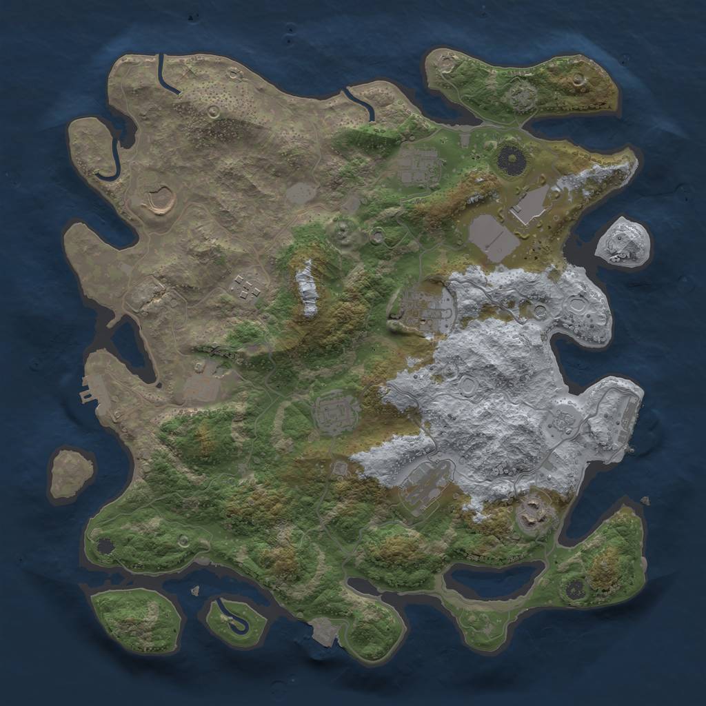 Rust Map: Procedural Map, Size: 3700, Seed: 93891080, 17 Monuments
