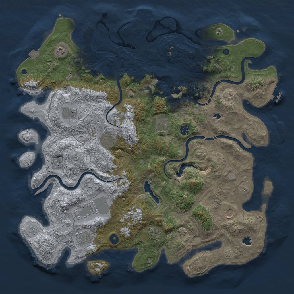 Rust Map: Procedural Map, Size: 4500, Seed: 1999215882, 16 Monuments