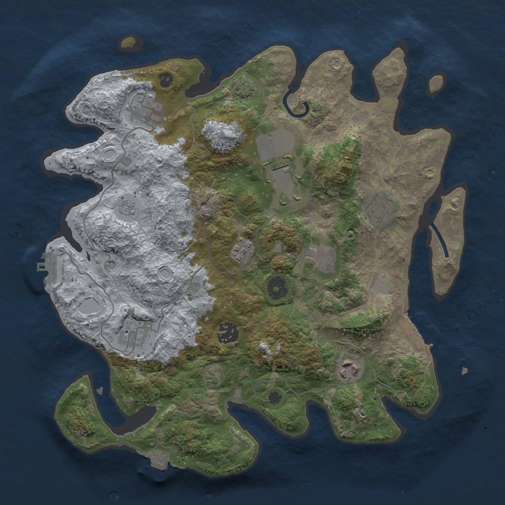 Rust Map: Procedural Map, Size: 3500, Seed: 159863239, 16 Monuments