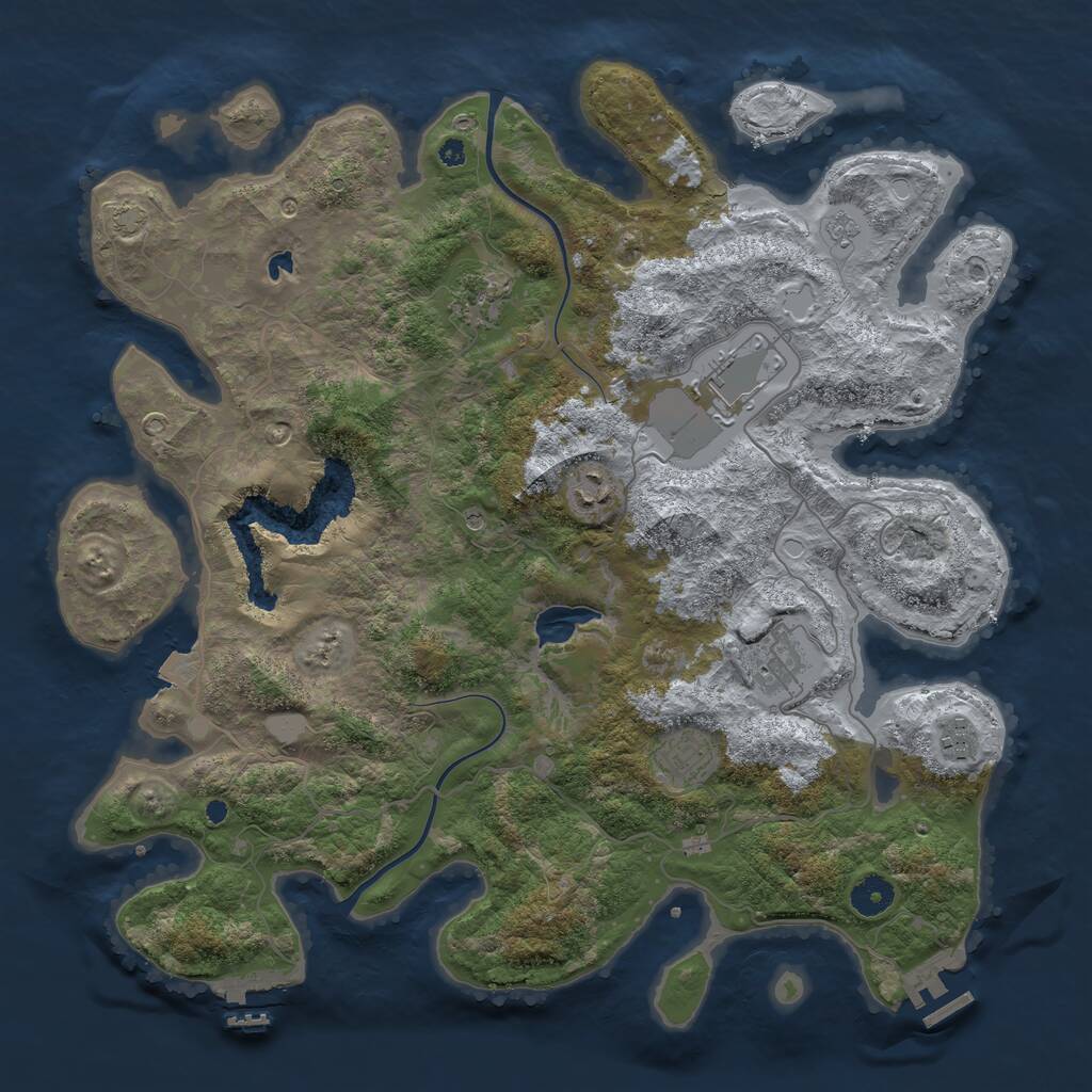 Rust Map: Procedural Map, Size: 4000, Seed: 1279, 12 Monuments