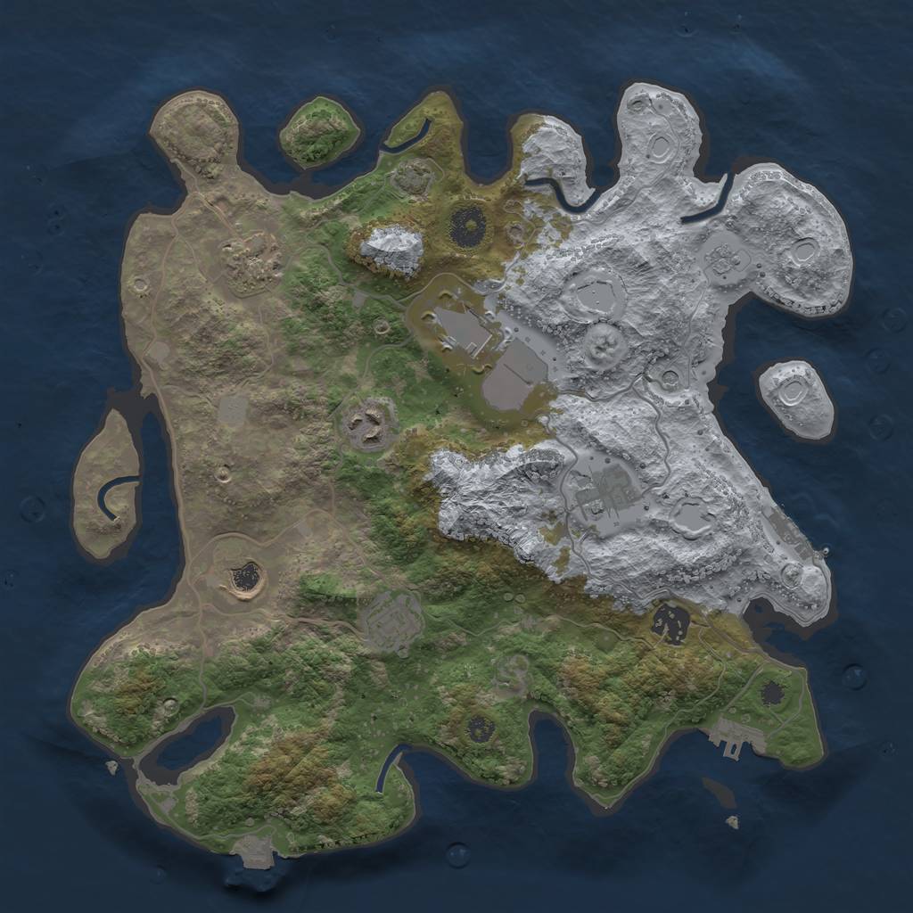 Rust Map: Procedural Map, Size: 3500, Seed: 990287, 15 Monuments