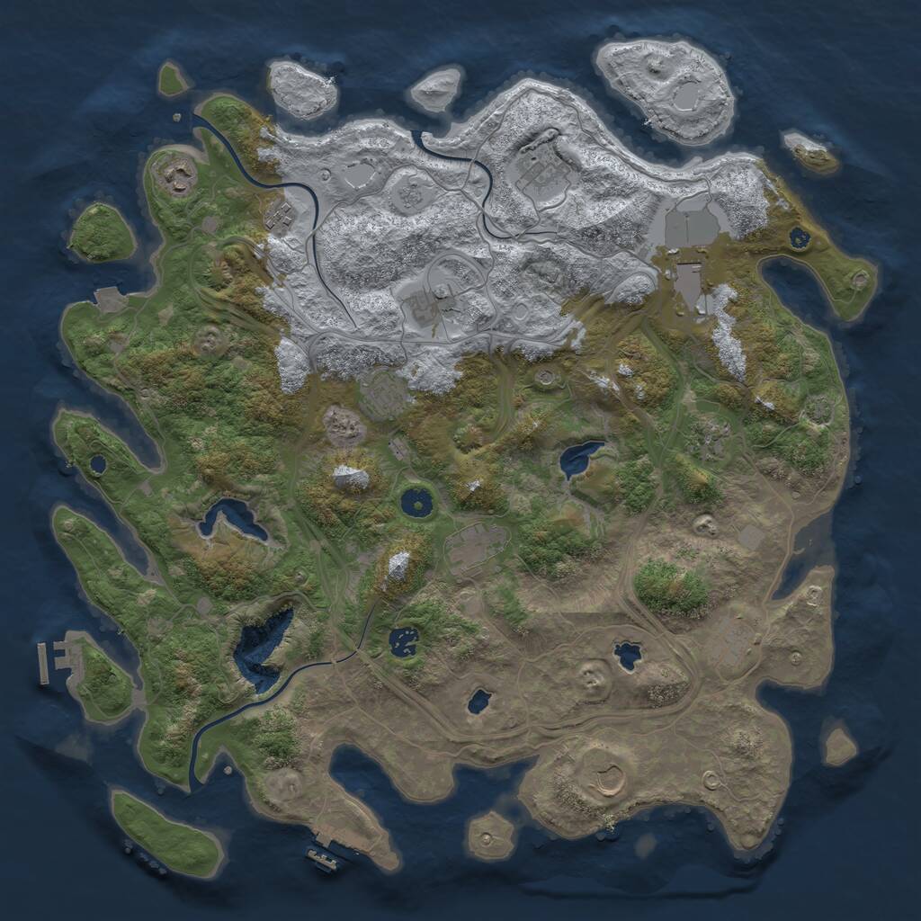 Rust Map: Procedural Map, Size: 4500, Seed: 140117913, 17 Monuments