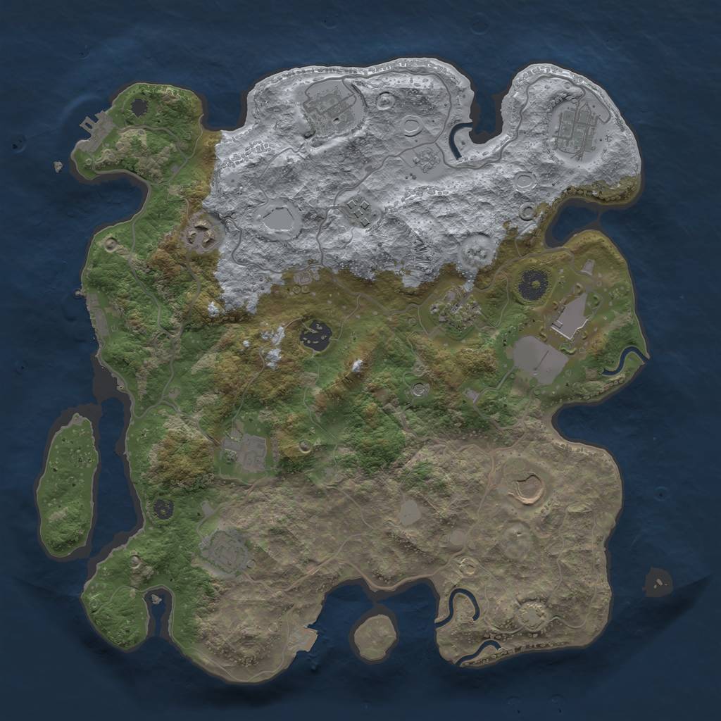 Rust Map: Procedural Map, Size: 3600, Seed: 103, 18 Monuments