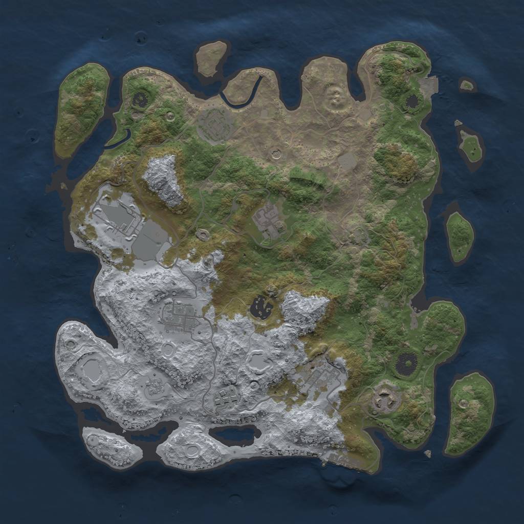 Rust Map: Procedural Map, Size: 3500, Seed: 75138651, 15 Monuments