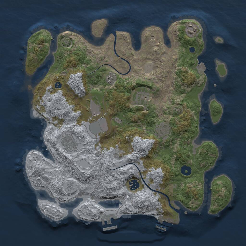 Rust Map: Procedural Map, Size: 3500, Seed: 75138651, 13 Monuments