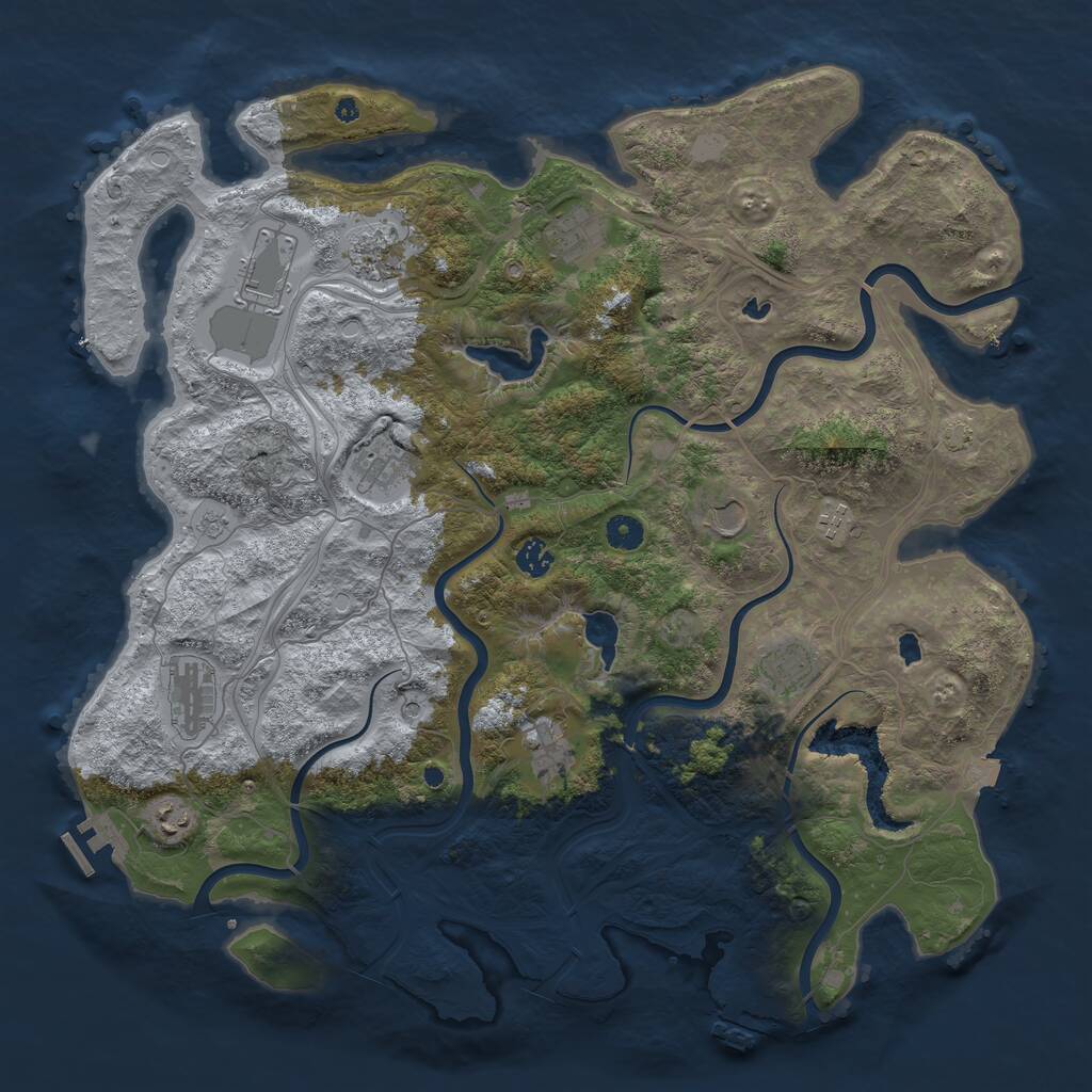 Rust Map: Procedural Map, Size: 4500, Seed: 283970, 17 Monuments