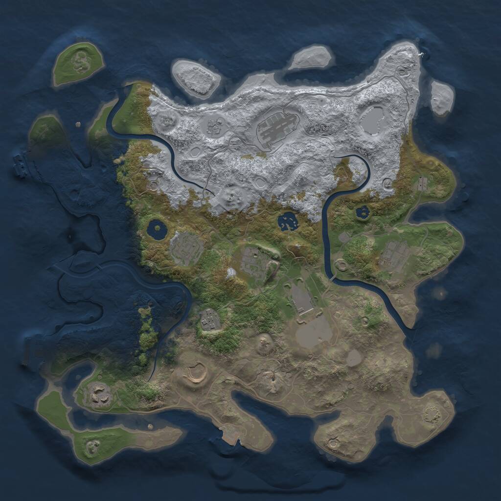 Rust Map: Procedural Map, Size: 3750, Seed: 2037852776, 15 Monuments