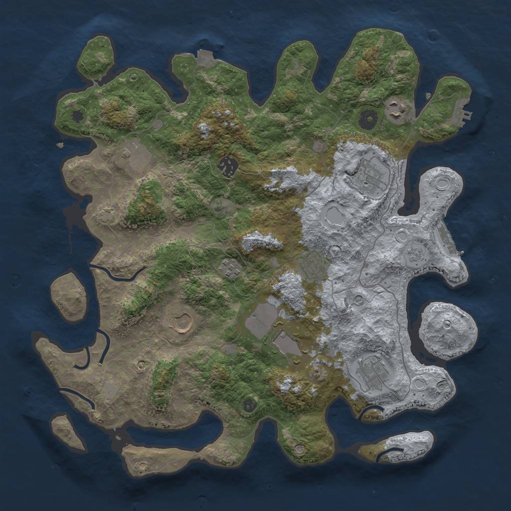 Rust Map: Procedural Map, Size: 3850, Seed: 31360107, 17 Monuments