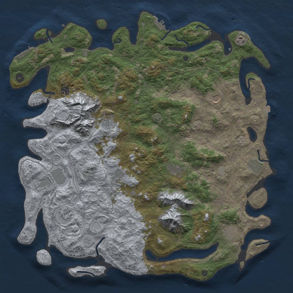 Rust Map: Procedural Map, Size: 5000, Seed: 9000, 19 Monuments