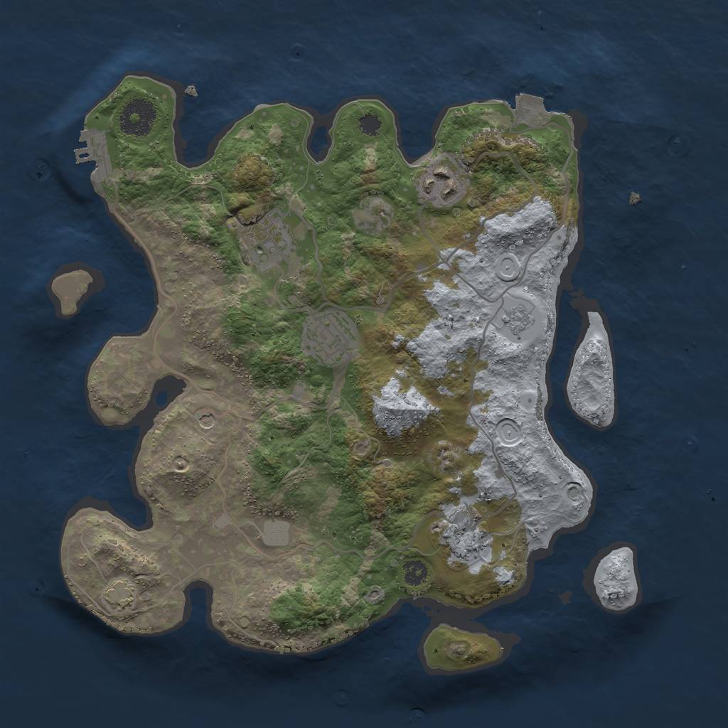 Rust Map: Procedural Map, Size: 3000, Seed: 358573769, 11 Monuments