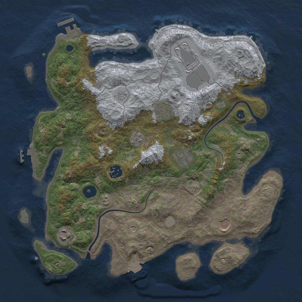 Rust Map: Procedural Map, Size: 3500, Seed: 436389725, 13 Monuments