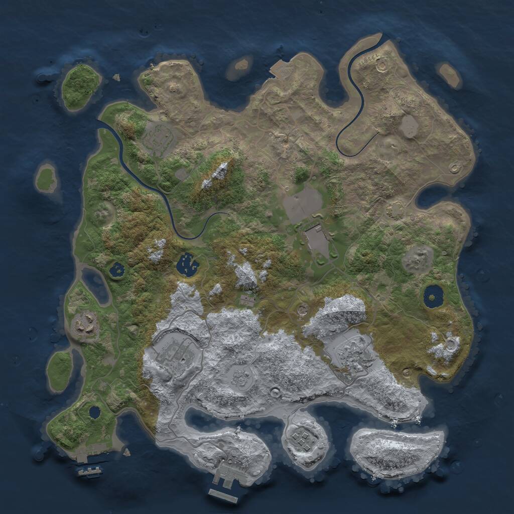 Rust Map: Procedural Map, Size: 3500, Seed: 213834024, 13 Monuments