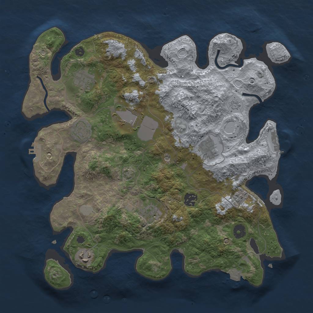 Rust Map: Procedural Map, Size: 3500, Seed: 771384577, 16 Monuments