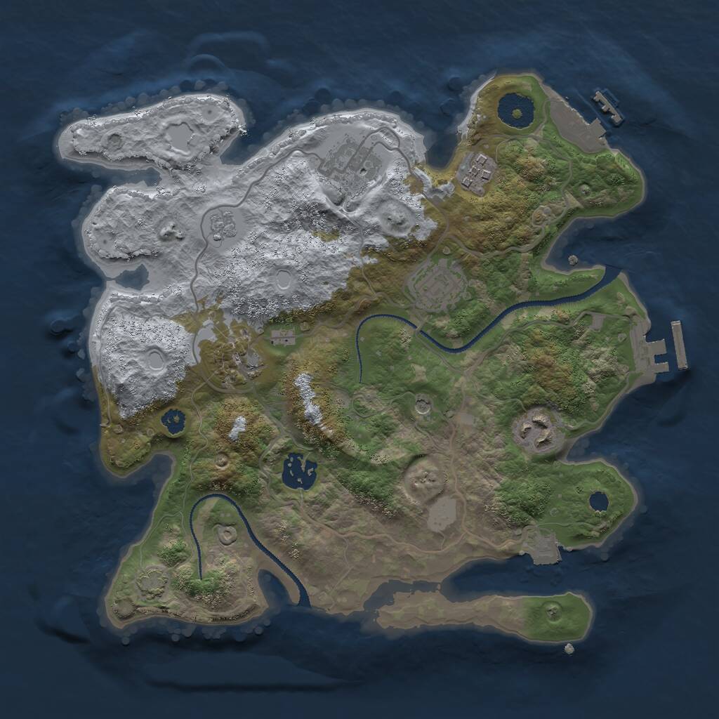 Rust Map: Procedural Map, Size: 3000, Seed: 2079376764, 12 Monuments