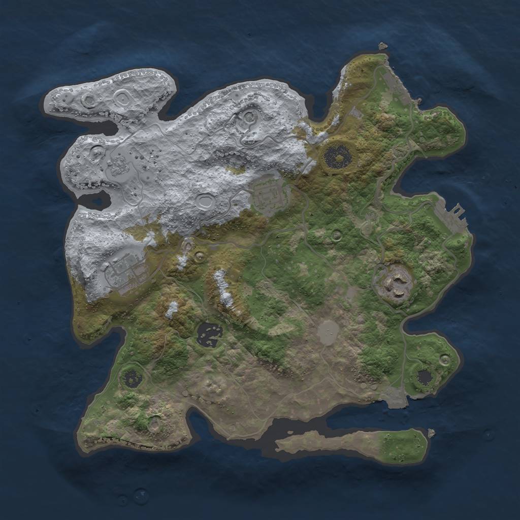 Rust Map: Procedural Map, Size: 3000, Seed: 2079376764, 11 Monuments