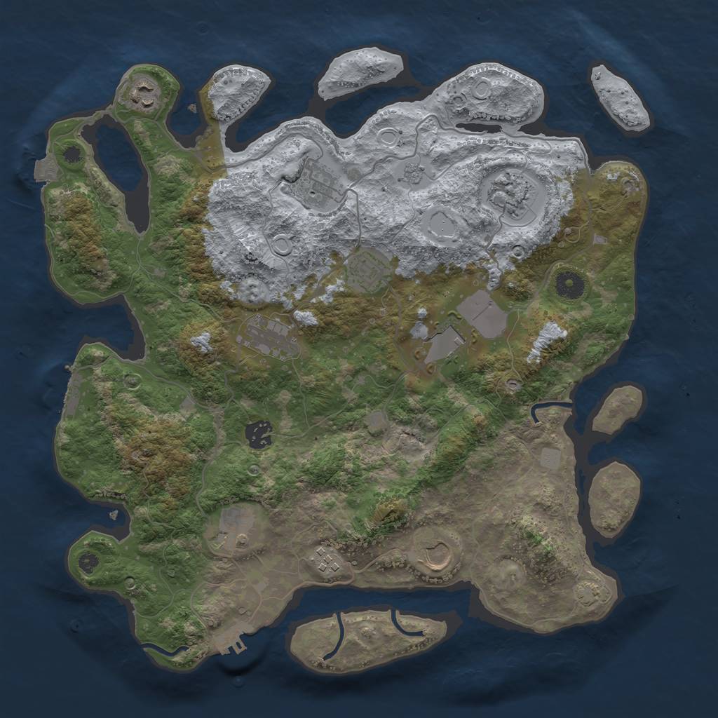 Rust Map: Procedural Map, Size: 3800, Seed: 52323, 17 Monuments