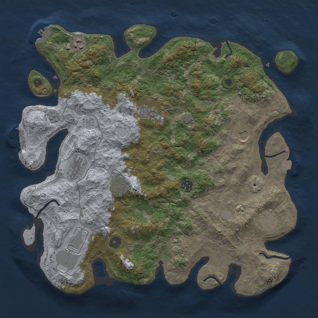 Rust Map: Procedural Map, Size: 4000, Seed: 256489, 18 Monuments
