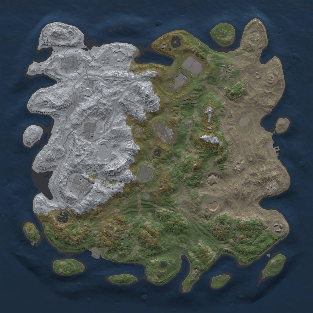 Rust Map: Procedural Map, Size: 4250, Seed: 906596966, 18 Monuments