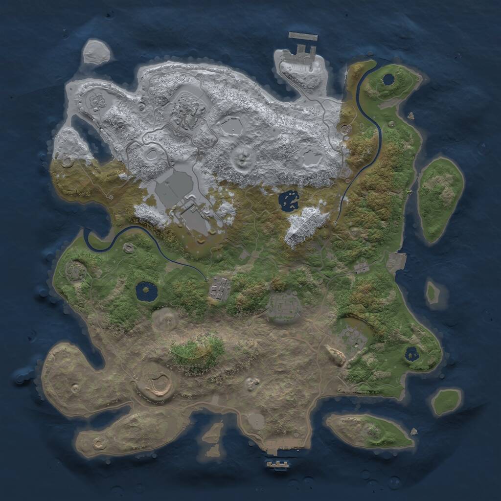 Rust Map: Procedural Map, Size: 3500, Seed: 4322575, 13 Monuments