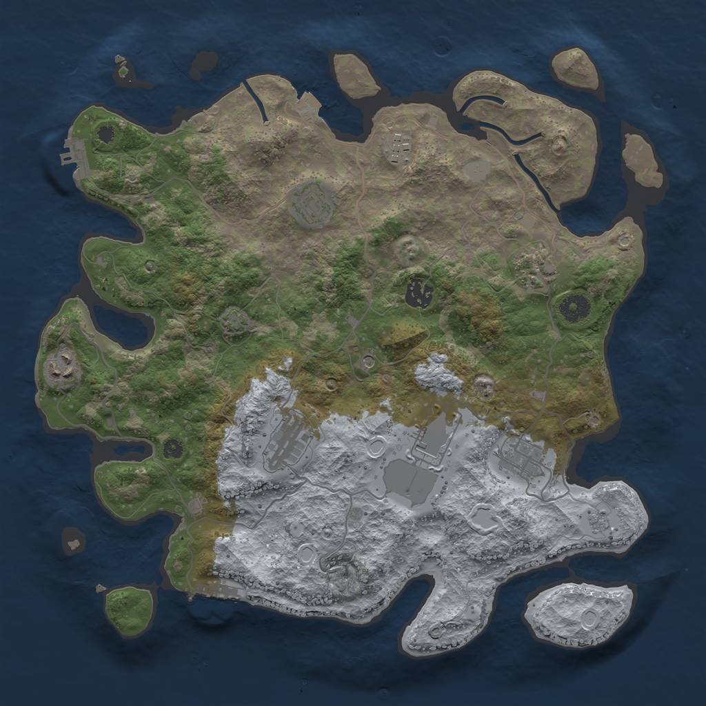 Rust Map: Procedural Map, Size: 3700, Seed: 87021924, 16 Monuments