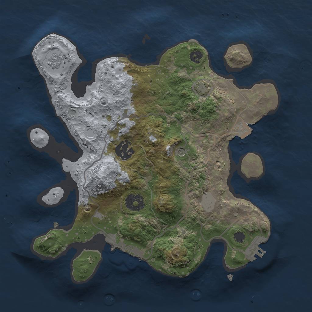 Rust Map: Procedural Map, Size: 2500, Seed: 9438549, 9 Monuments
