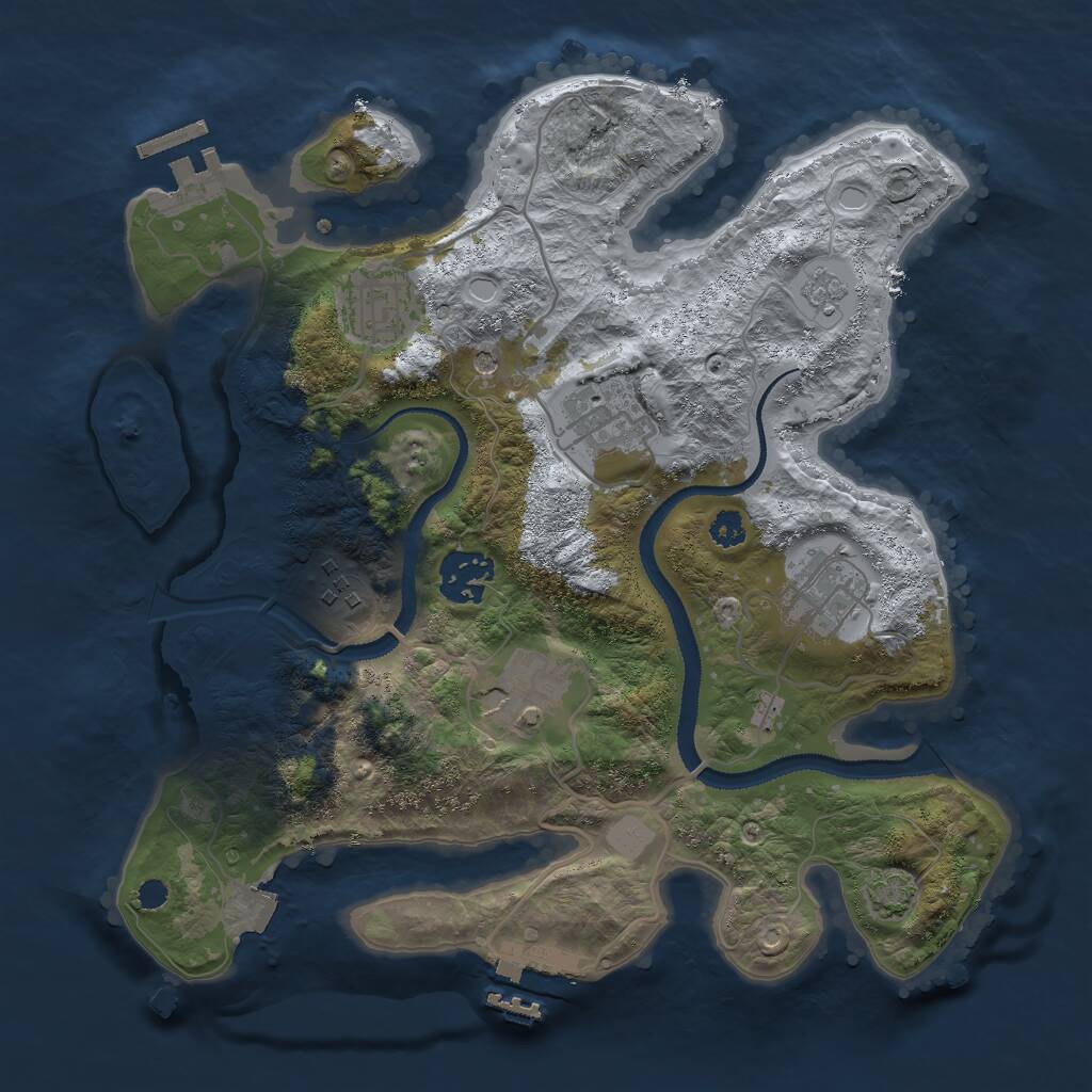 Rust Map: Procedural Map, Size: 3000, Seed: 24773, 12 Monuments