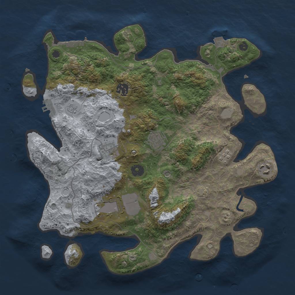 Rust Map: Procedural Map, Size: 3500, Seed: 287257428, 14 Monuments