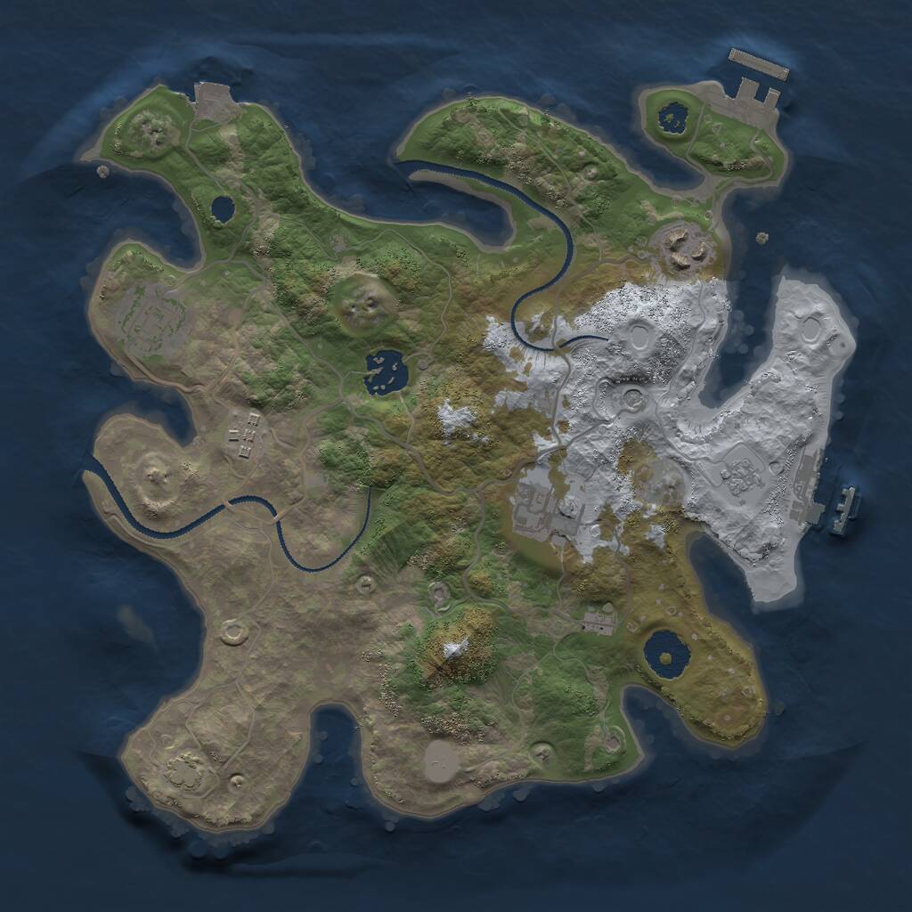 Rust Map: Procedural Map, Size: 3000, Seed: 3266, 11 Monuments