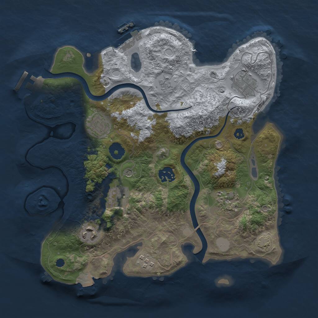Rust Map: Procedural Map, Size: 3000, Seed: 5938, 13 Monuments